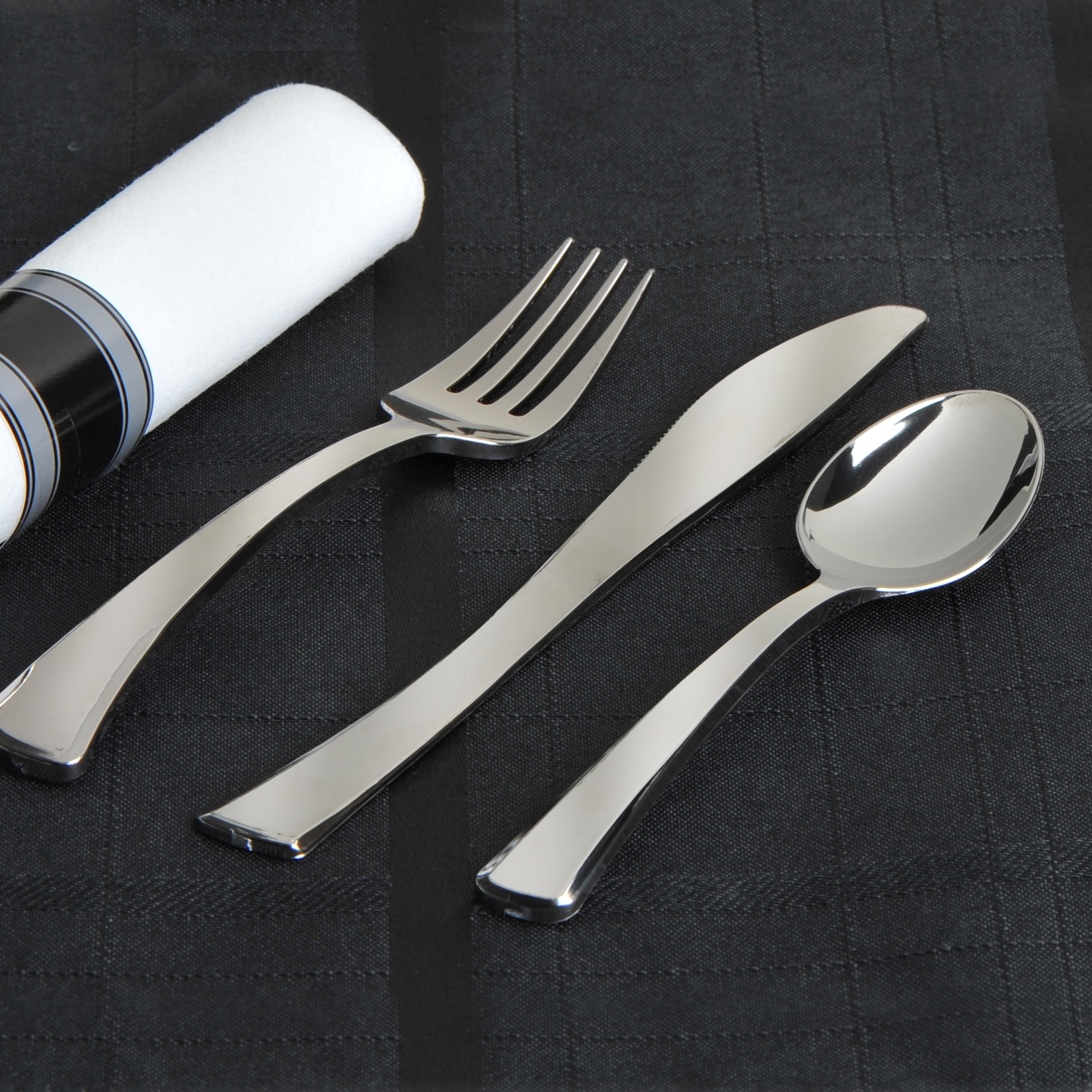 GlimmerWare - Rolled Cutlery Kit (Knife, Fork, Spoon & Napkin)